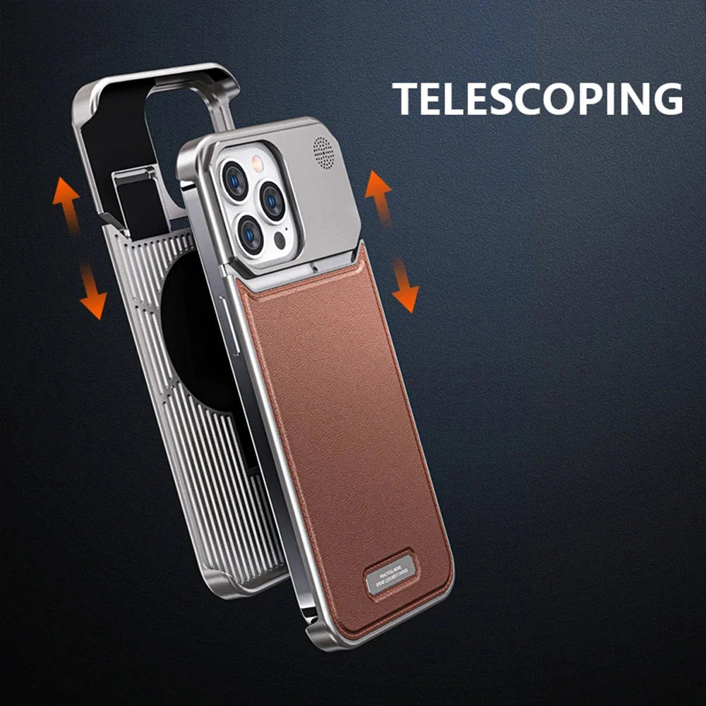Luxury Leather Metal iPhone Case with magsafe