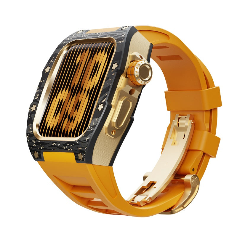 Pattern Carbon Fiber Metal Ring Watch Case 44MM - 45MM