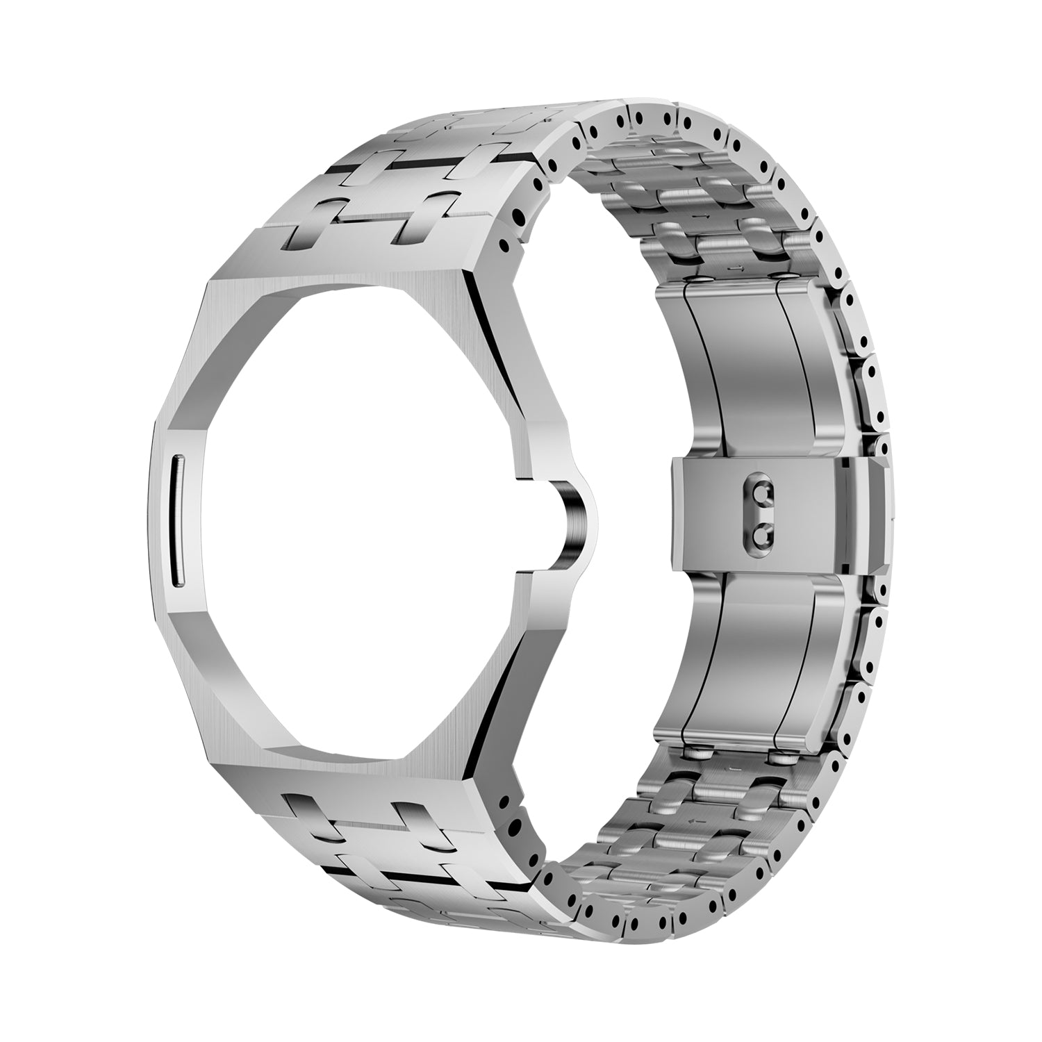 Luxury Stainless Steel Case with Metal Belt For Swatch (3 o'clock Position Crown)