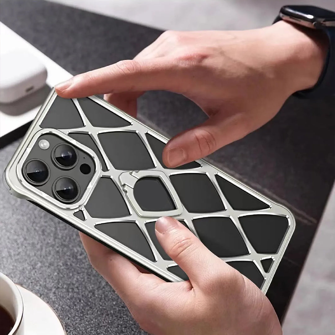 Alloy Diamond Grid Invisible Bracket iPhone Case