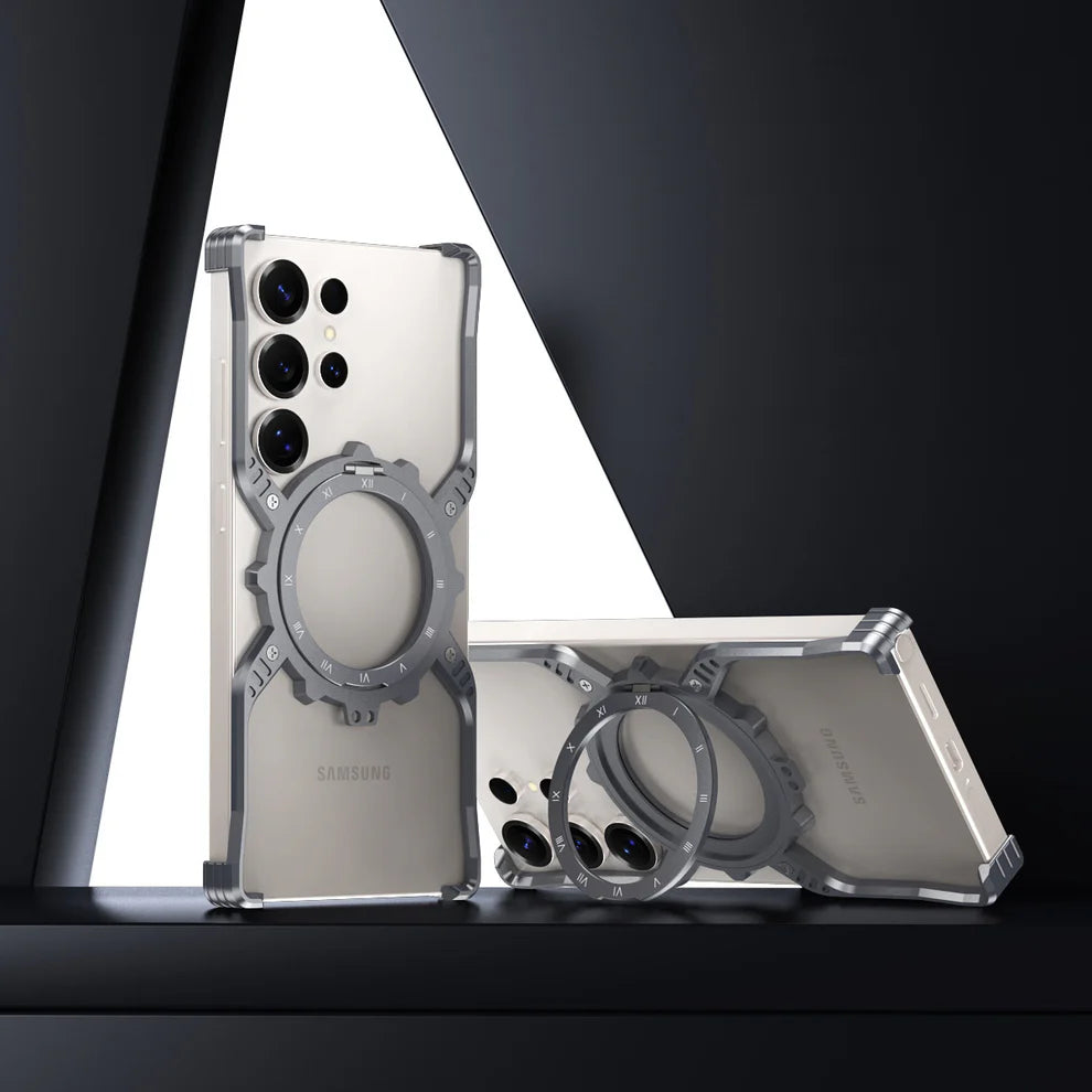 King X Mechanical Gear With Pivot Ring Stand Case For Samsung