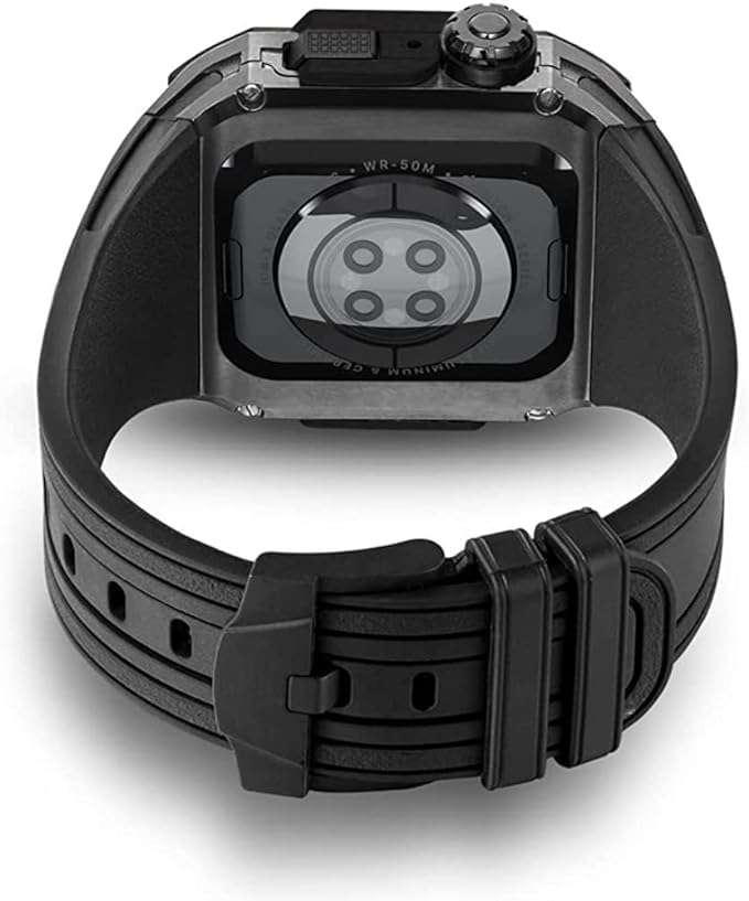 Auriglo Luxury Metal Case With Silicon Strap (44mm/45mm) gold-black