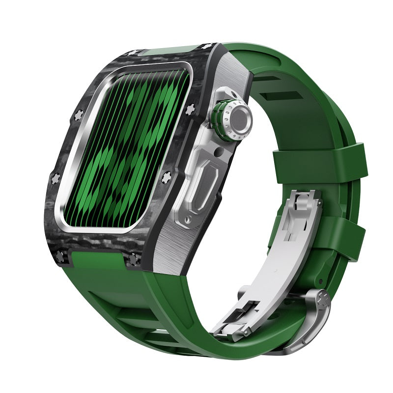 Pattern Carbon Fiber Metal Ring Watch Case 44MM - 45MM