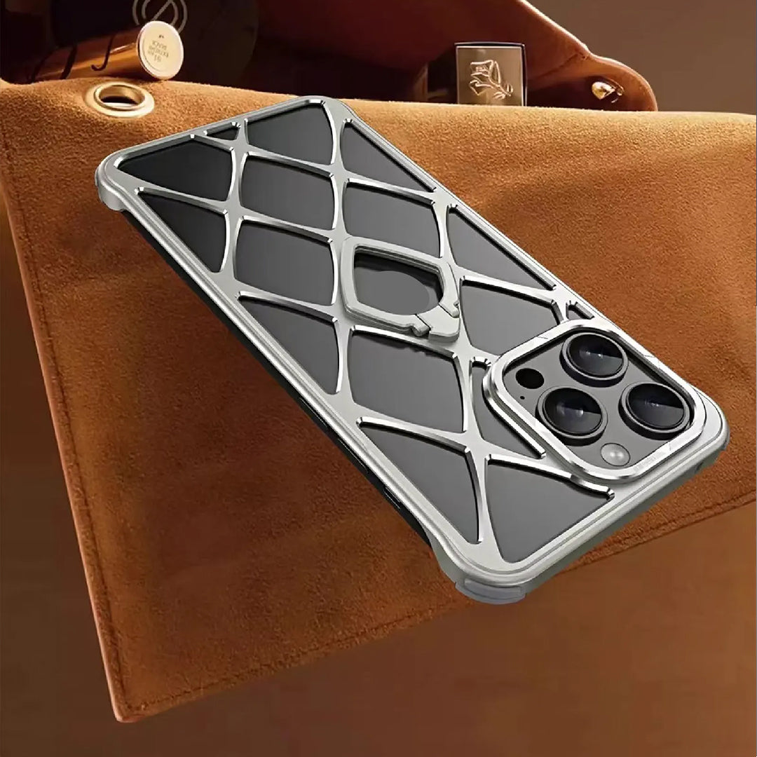 Alloy Diamond Grid Invisible Bracket iPhone Case