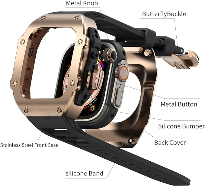 44-45 MM Stainless Steel Case With Silicon Strap
