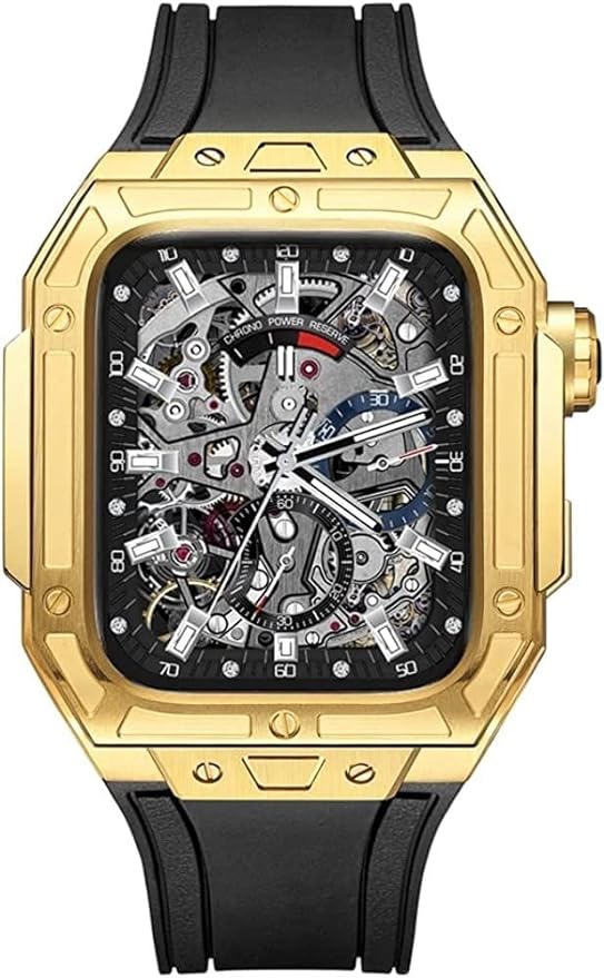 Auriglo Luxury Metal Case With Silicon Strap (44mm/45mm) gold-black