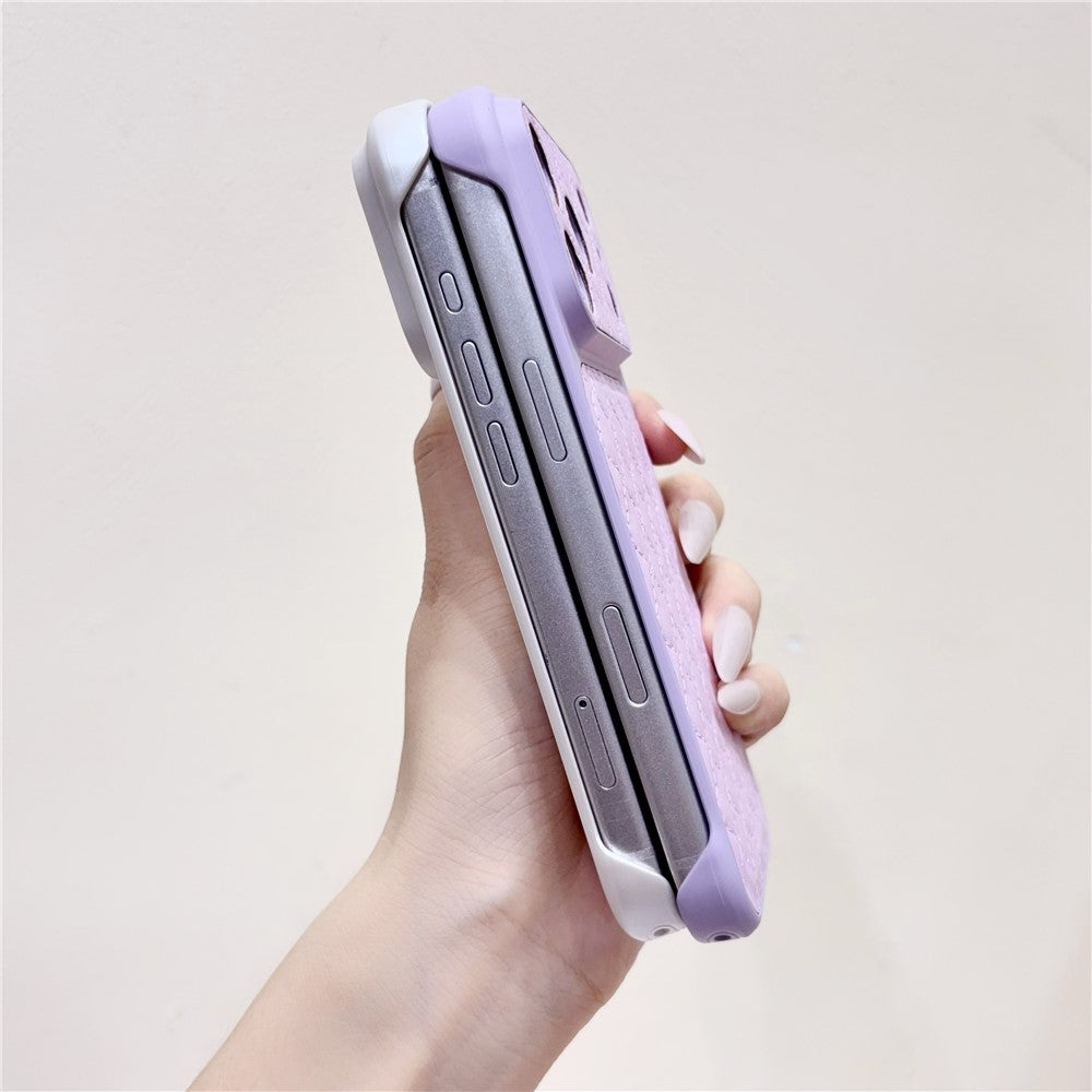 Borderless PU Leather Diamond Pattern Case For iPhone