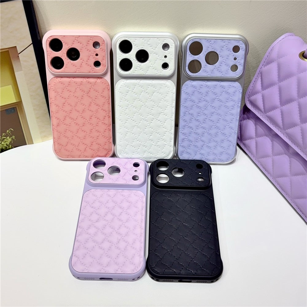 Borderless PU Leather Diamond Pattern Case For iPhone