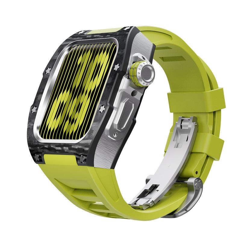 Pattern Carbon Fiber Metal Ring Watch Case 44MM - 45MM
