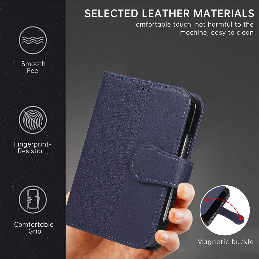 Magnetic Rhombus Leather Wallet Case For iPhone Duo