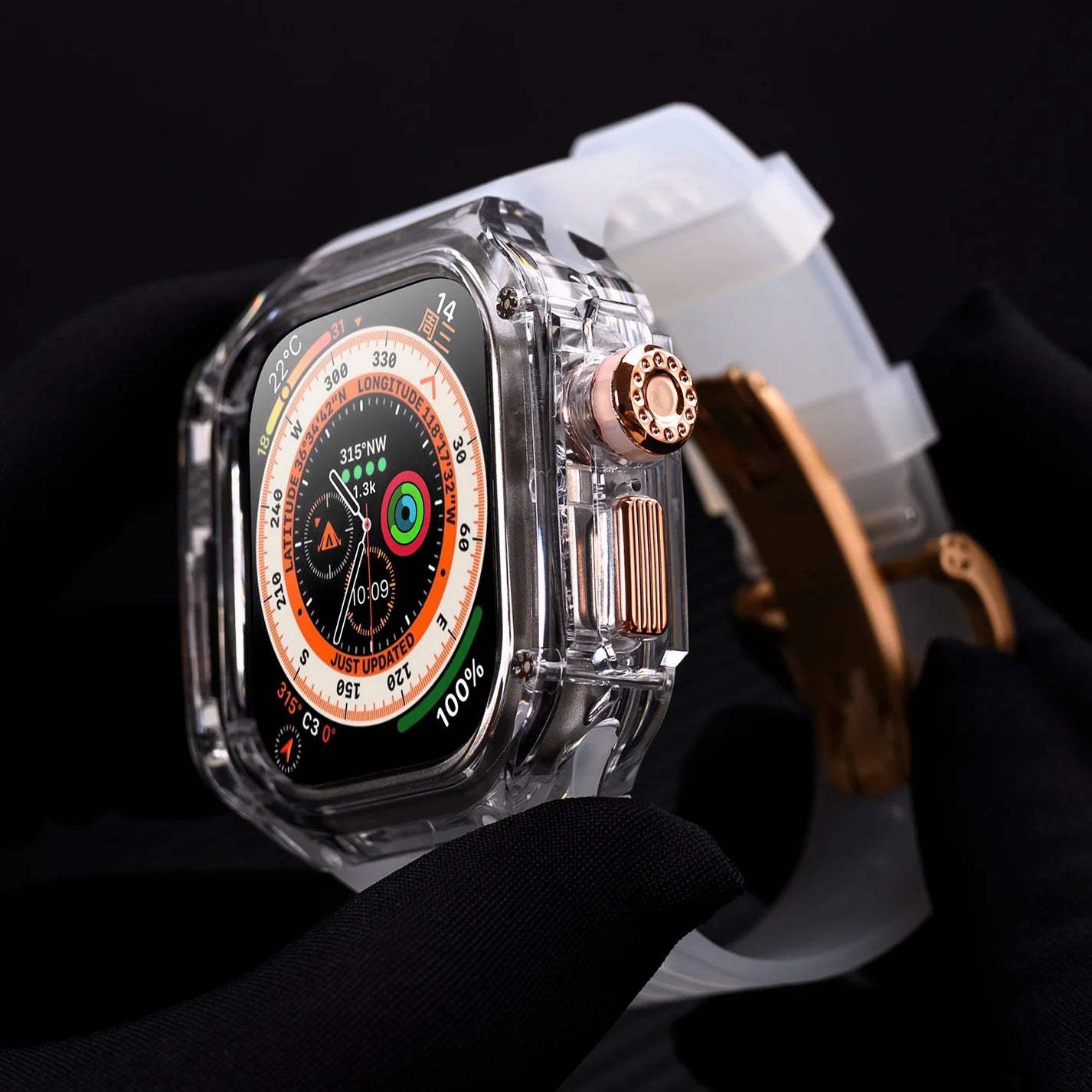Luxury Modification Glacier Case With Transparent Straps For iWatch (49MM)