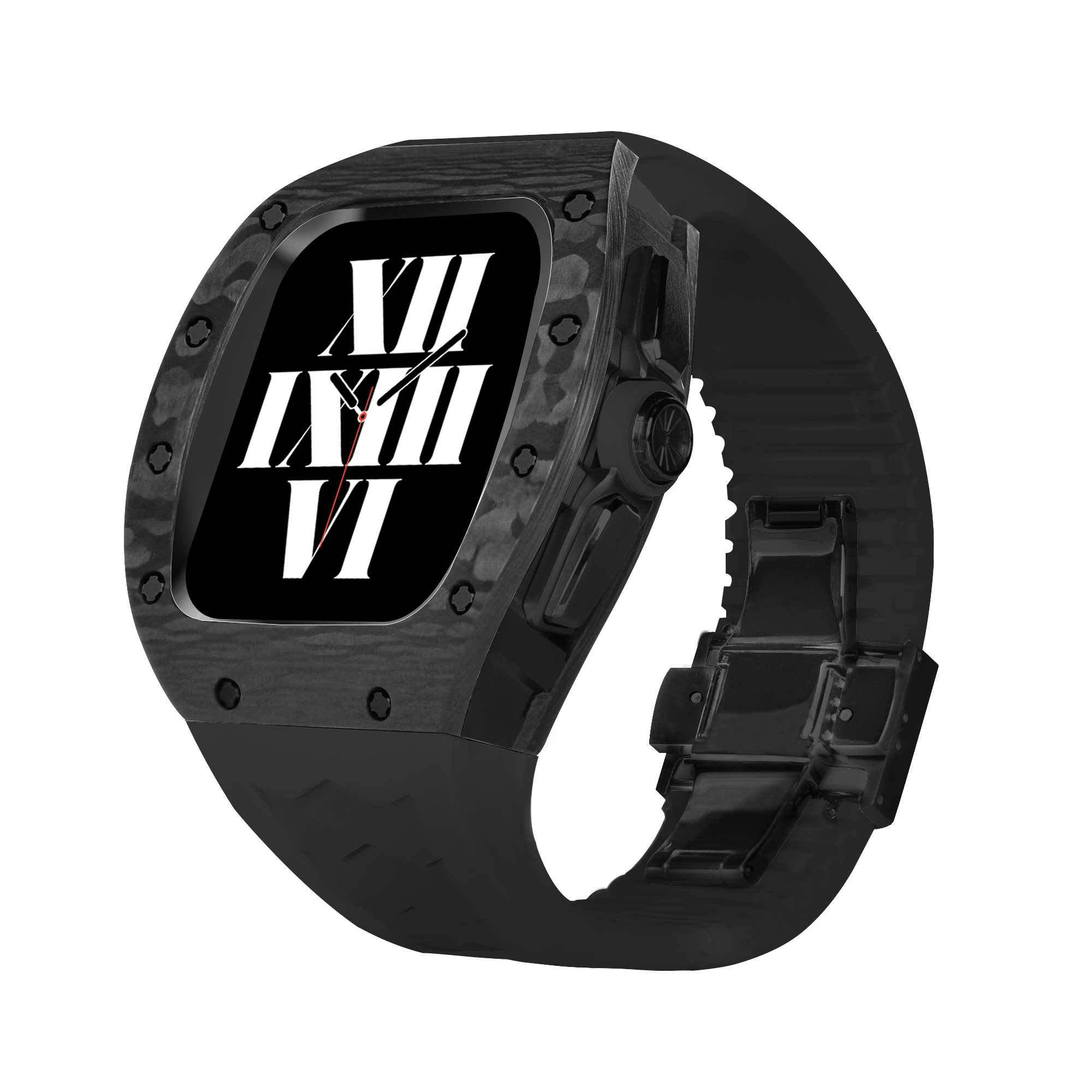 Luxury RM Richard Black Carbon Fiber Stainless Steel Watch Case For 44MM 45MM