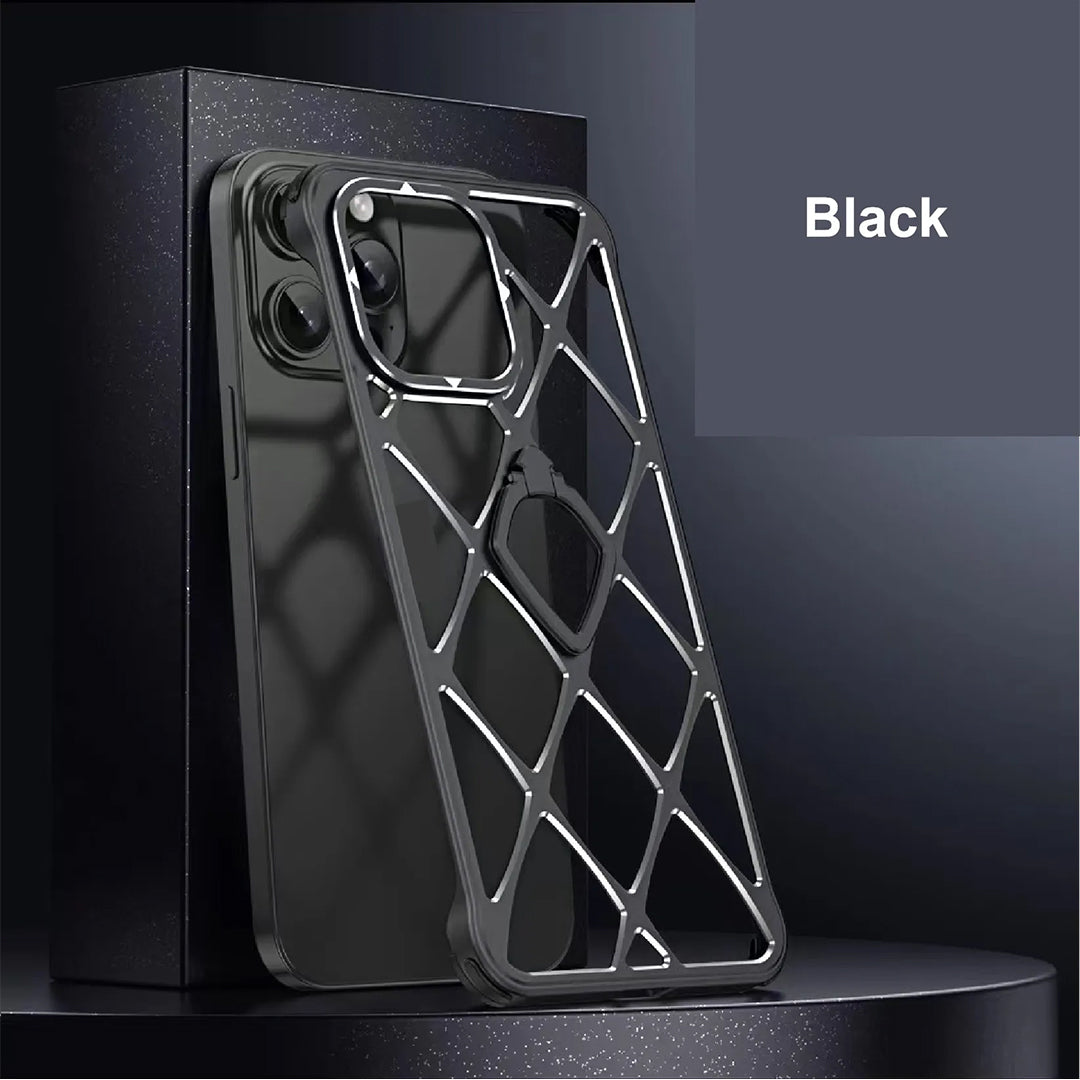 Alloy Diamond Grid Invisible Bracket iPhone Case