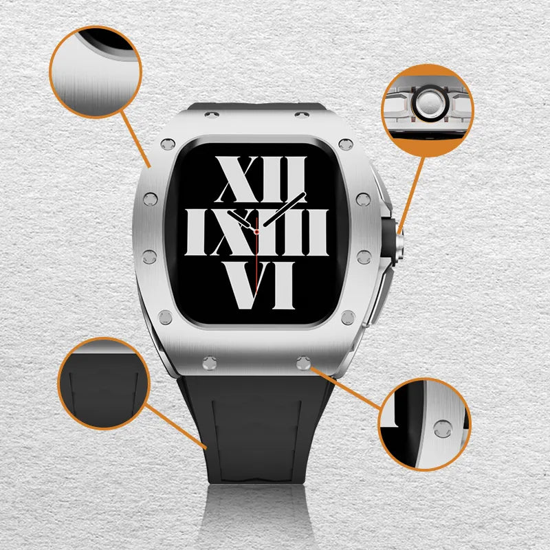 Luxury 45mm/44mm Titanium Stainless Steel Case Watch Strap
