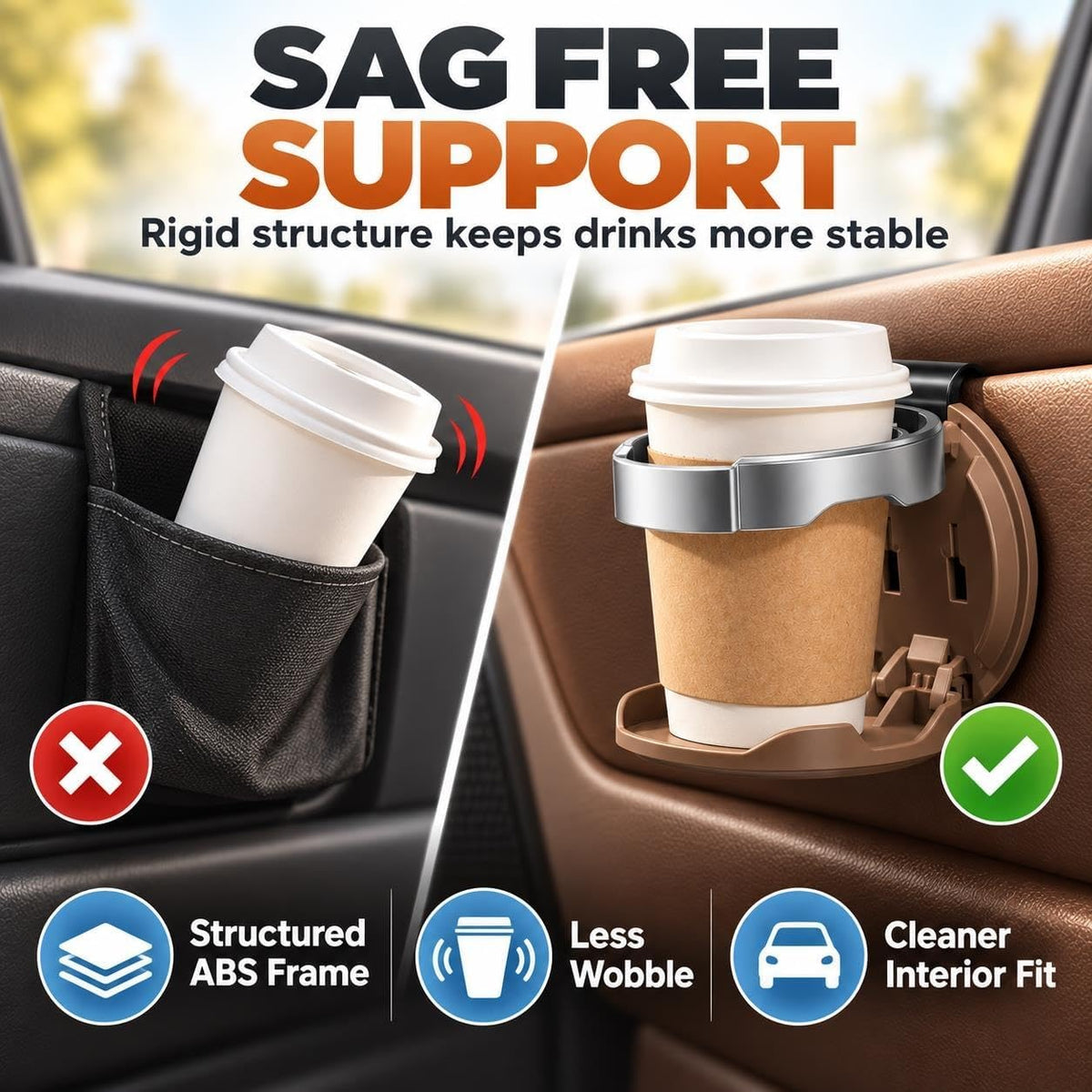 Compact Interior Car Door Cup & Bottle Holder