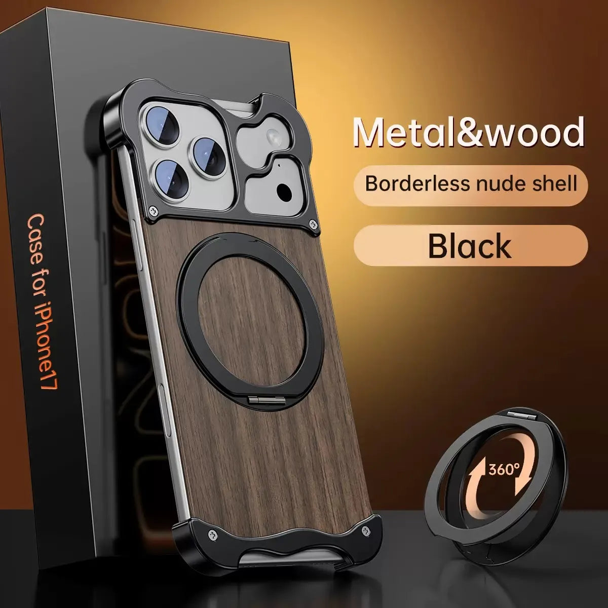 Minimalist Wood Metal Case For iPhone