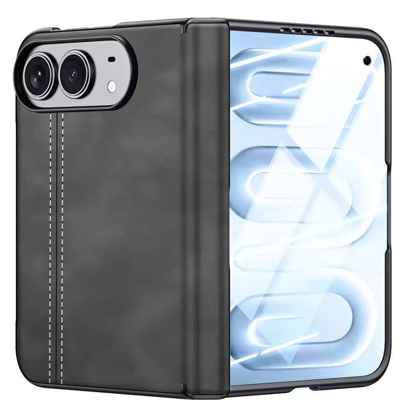 Saffiano Leather Pattern Flip Phone Case For iPhone Duo