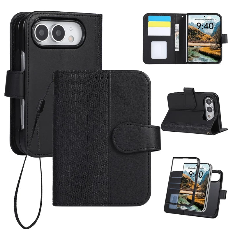 Magnetic Rhombus Leather Wallet Case For iPhone Duo