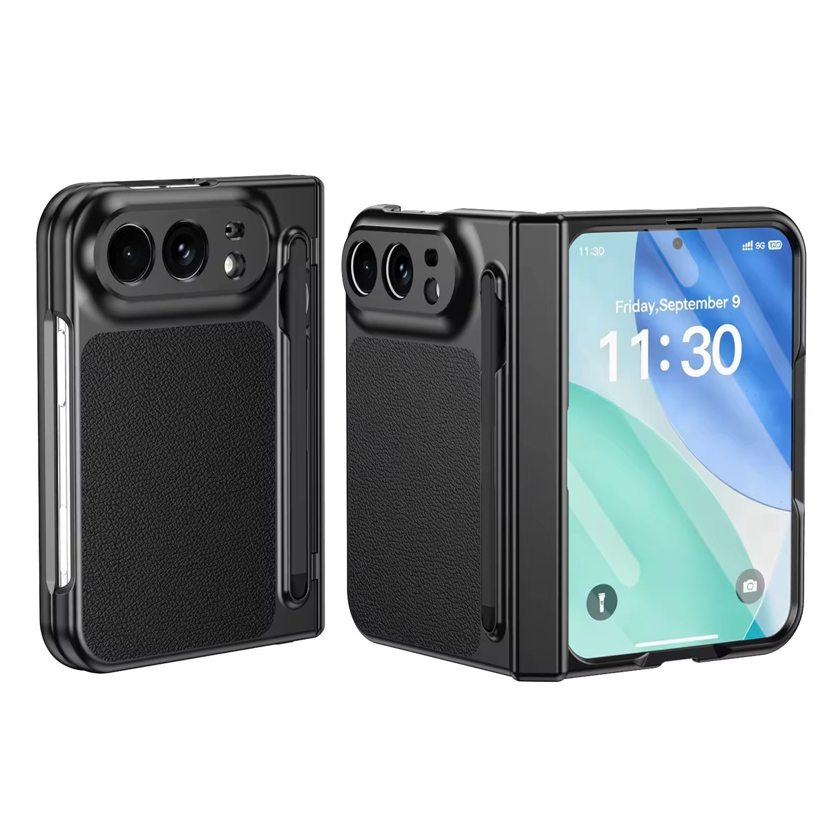 PenSlot LeatherTexture Hinge Protection Case For iPhone Duo