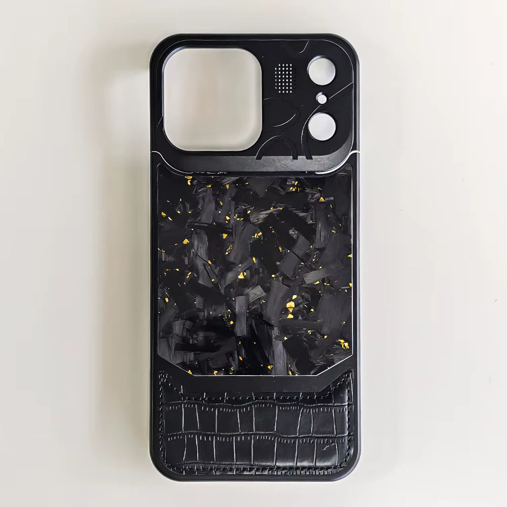 LeatherCarbon Metal Case For iPhone