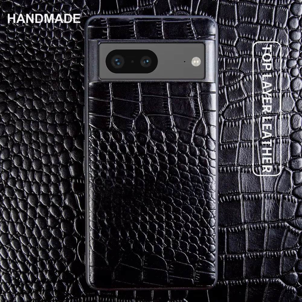 Genuine Leather Case For Google Pixel Phone (Crocodile Pattern)
