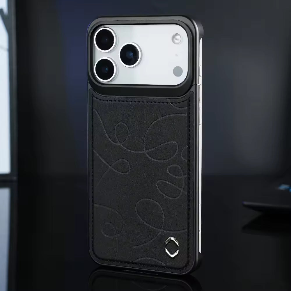 Pattern Leather Metal Case For iPhone