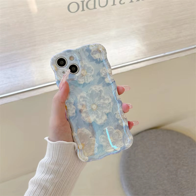 OilPaint White Flower Case For iPhone
