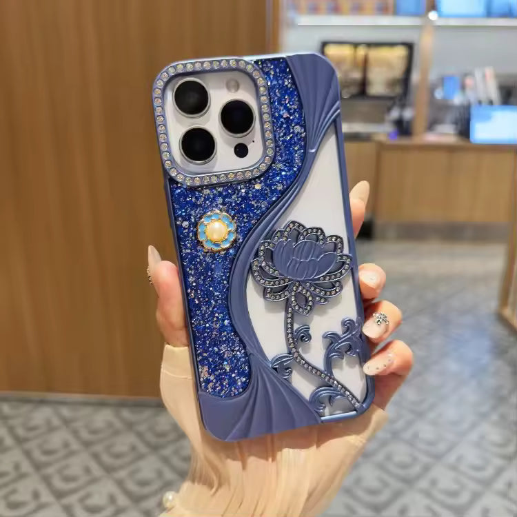 Luxury Glitter Lotus Case For iPhone
