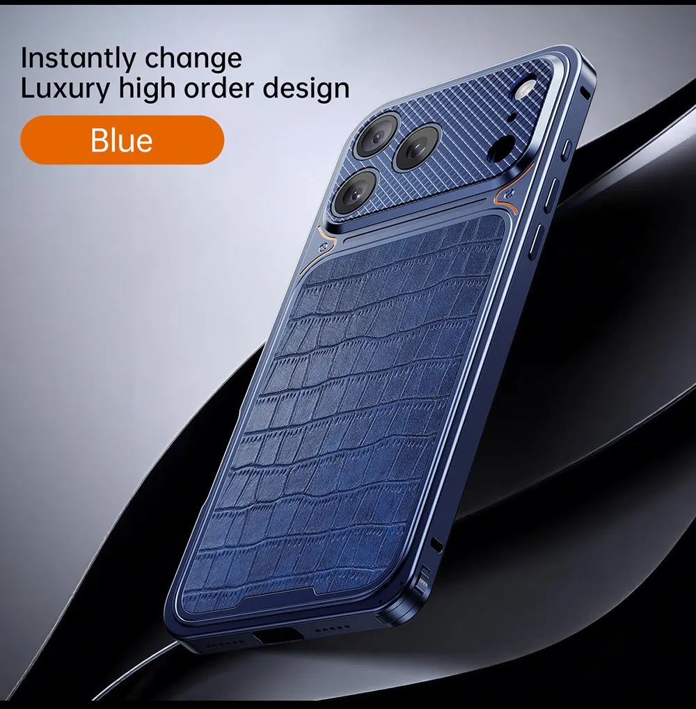 Alligator Pattern Metal Case For iPhone