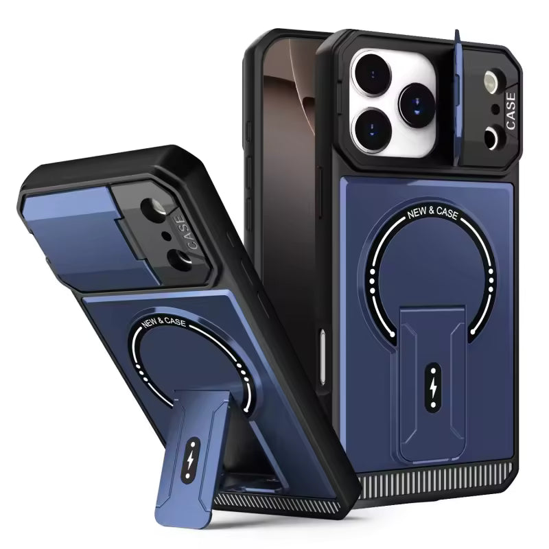 Lens And Back Kickstand Case For iPhone