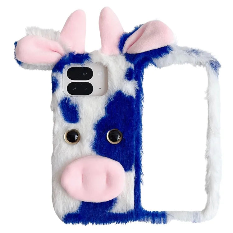 Fluffy Cute Cow Case For Google