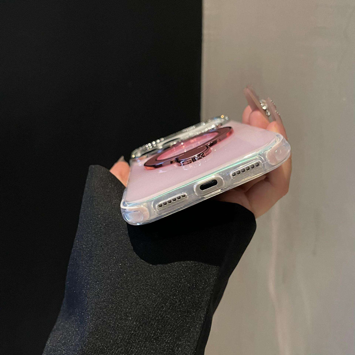 Glossy Phone Case with 360° Ring Stand for iPhone
