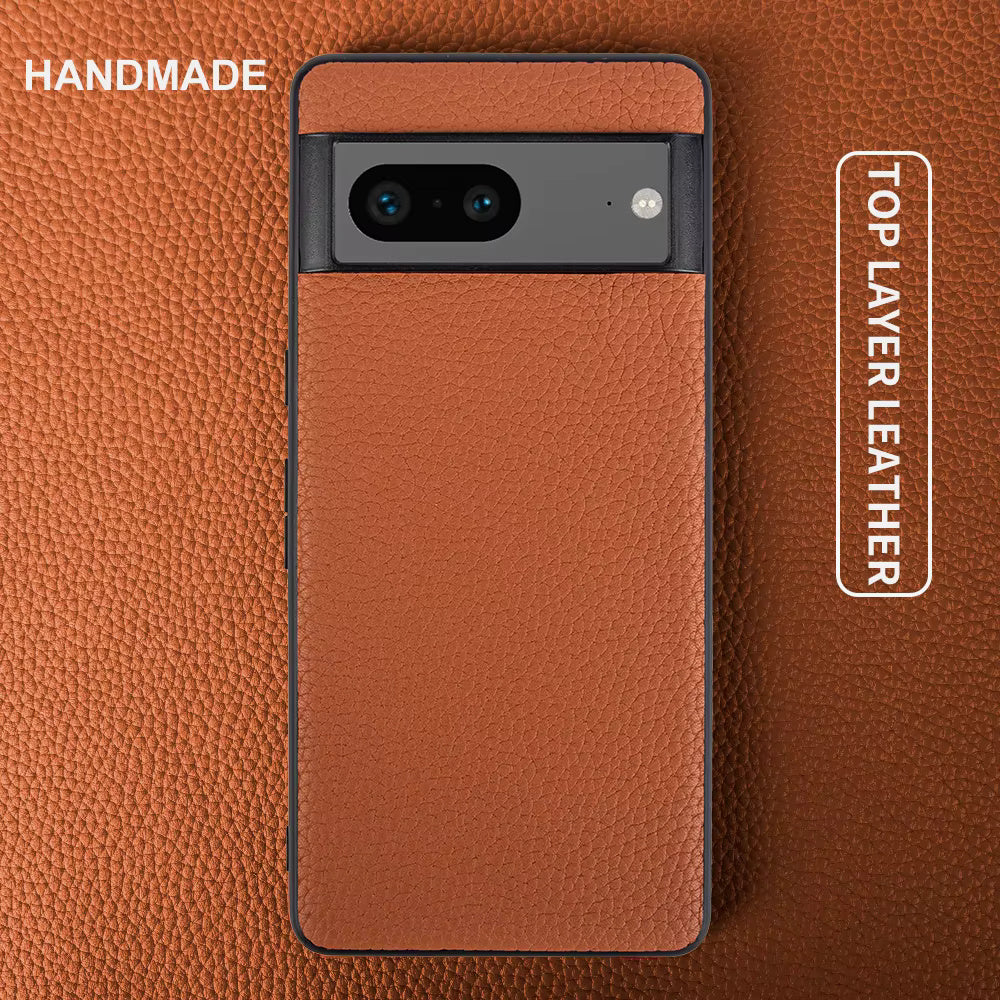 Genuine Leather Case For Google Pixel Phone (lychee pattern)