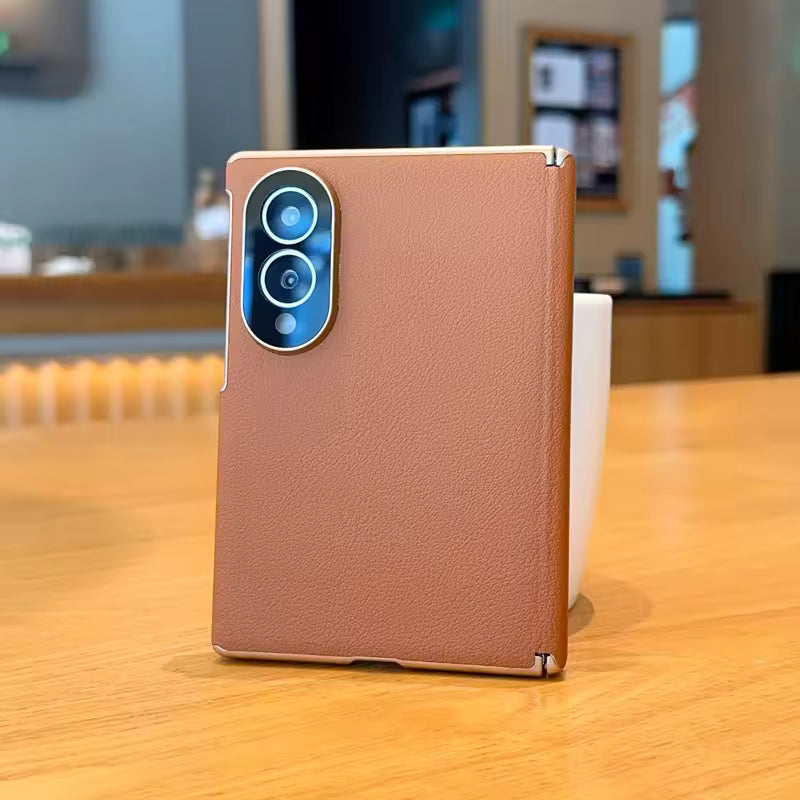 GoldBorder Lychee Pattern Case For Samsung Fold