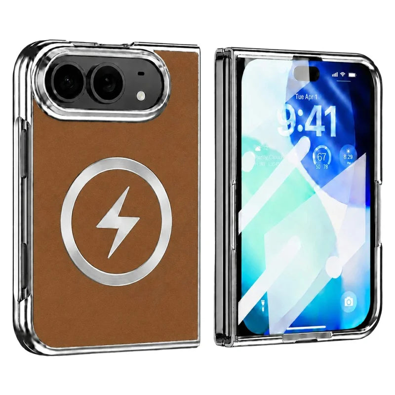 Magnetic Folio Case With Leather Texture Back for iPhone Duo