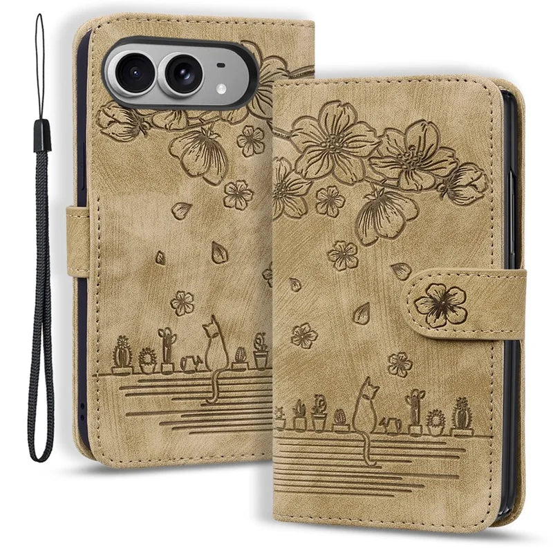 CherryBlossom Cat Imprinted Case For iPhone Duo