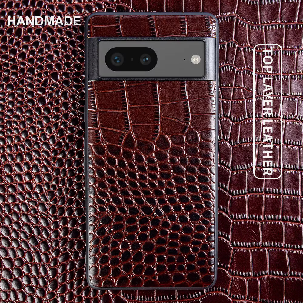 Genuine Leather Case For Google Pixel Phone (Crocodile Pattern)