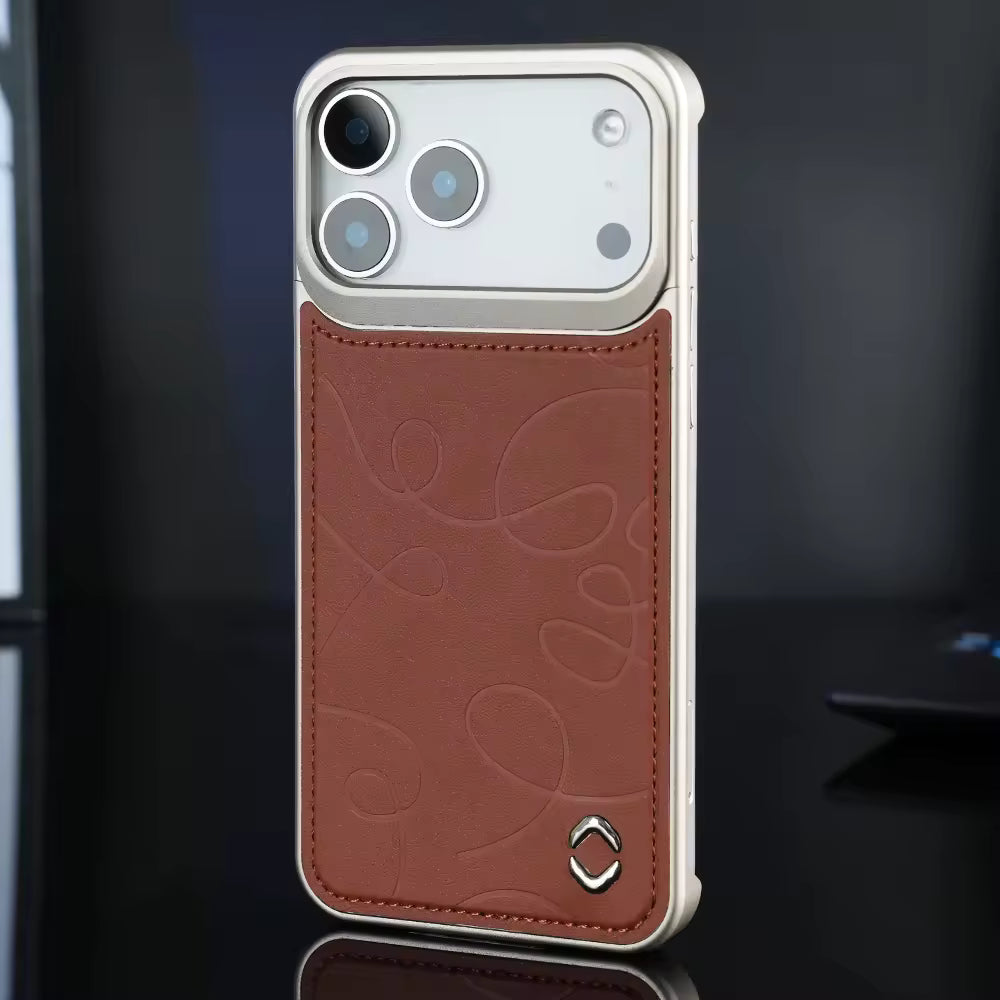 Pattern Leather Metal Case For iPhone