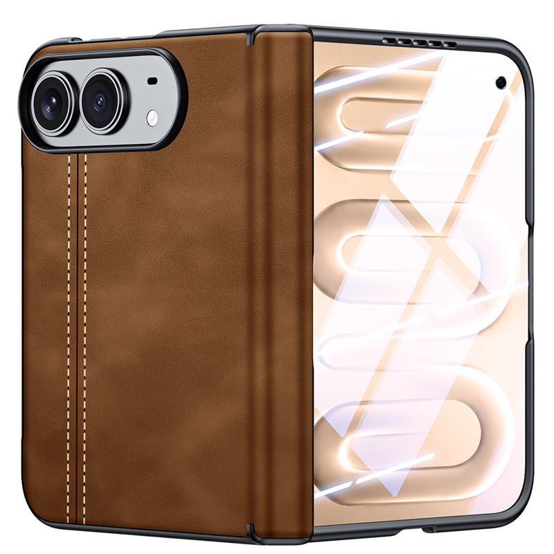Saffiano Leather Pattern Flip Phone Case For iPhone Duo