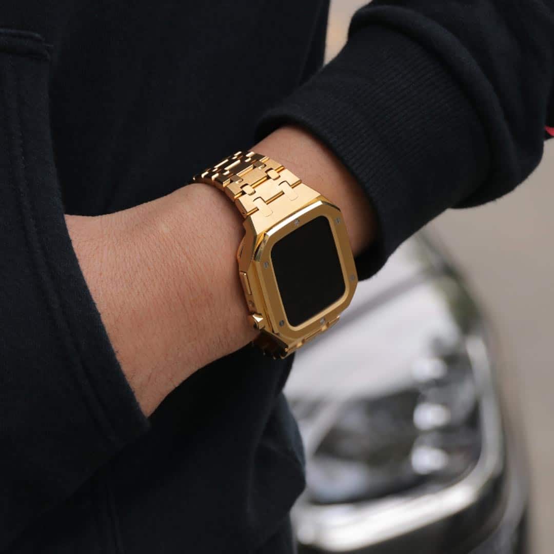 Auriglo Style Luxury Stainless Steel Case with Metal Belt (45MM) – Gold