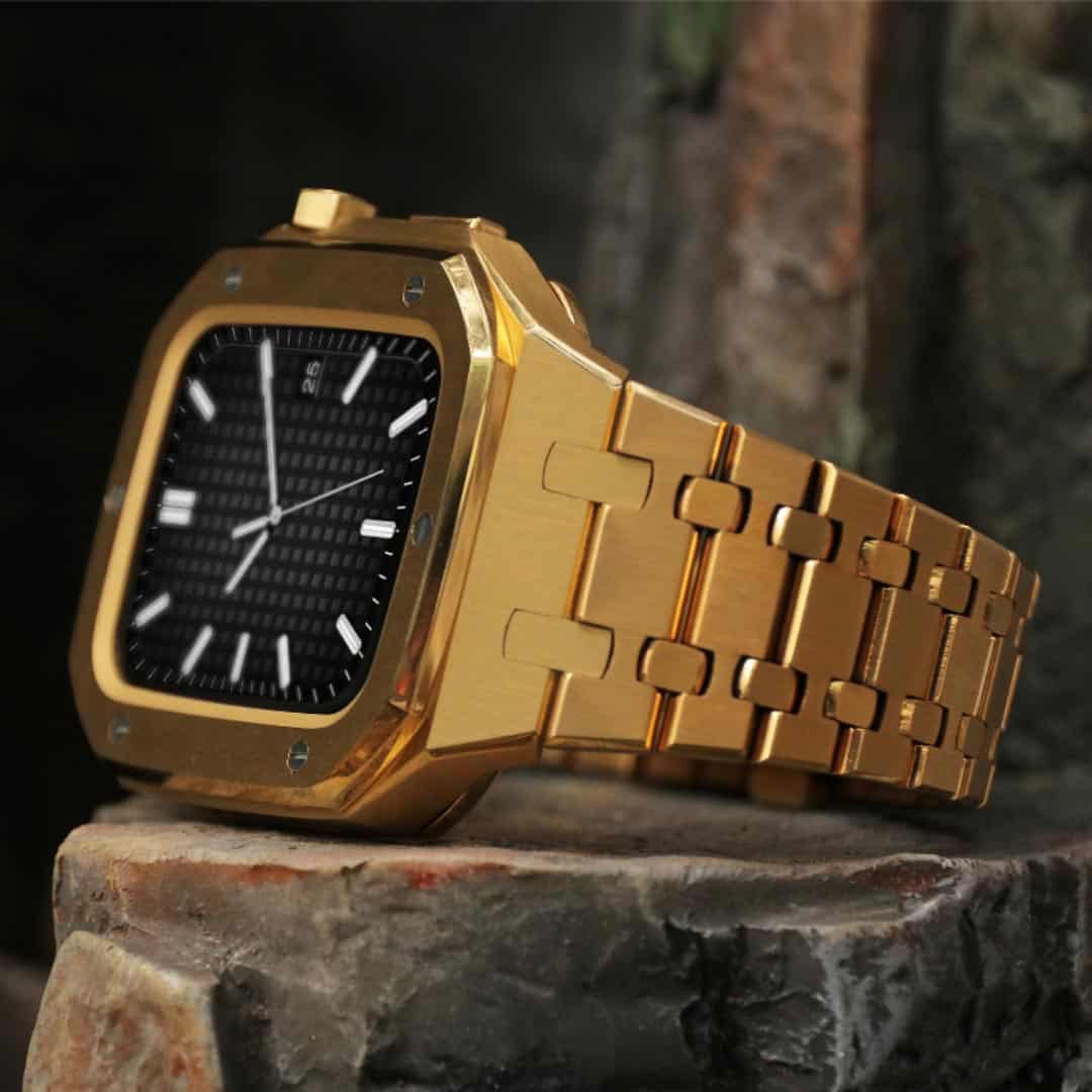 Auriglo Style Luxury Stainless Steel Case with Metal Belt (45MM) – Gold