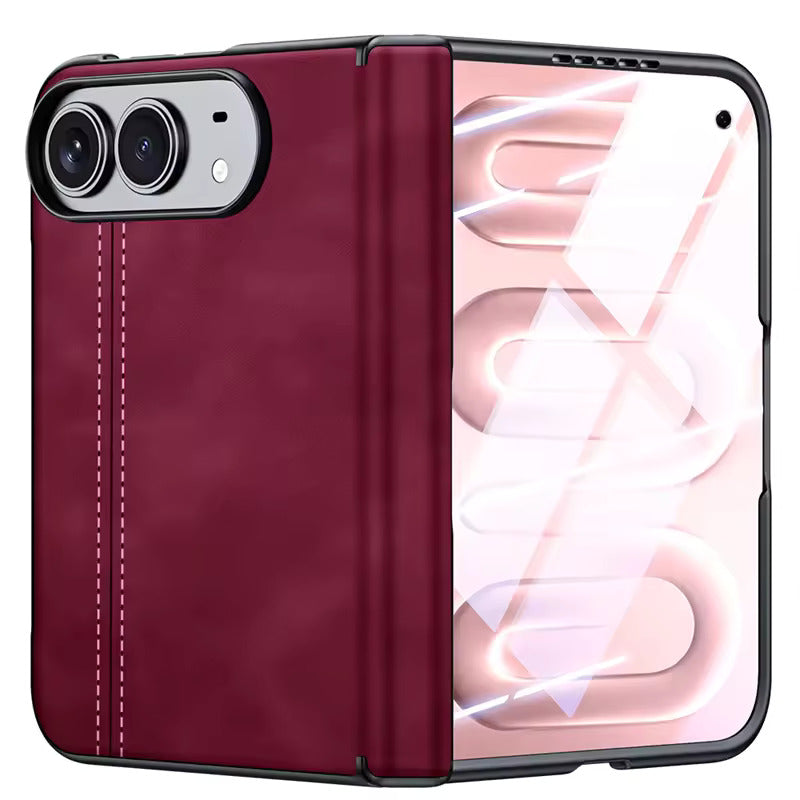 Saffiano Leather Pattern Flip Phone Case For iPhone Duo