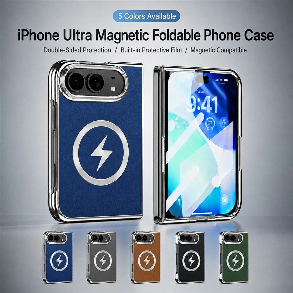 Magnetic Folio Case With Leather Texture Back for iPhone Duo