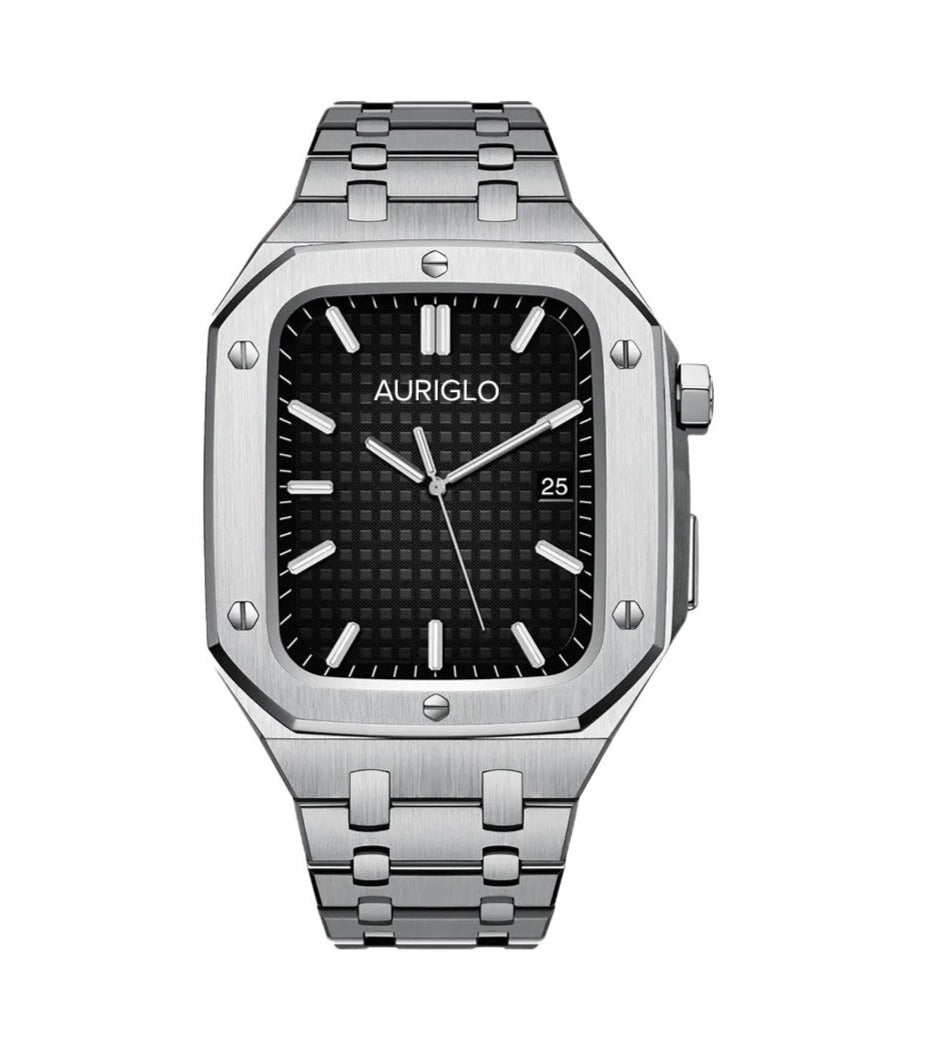 Auriglo Style Luxury Stainless Steel Case with Metal Belt (45MM)-Silver
