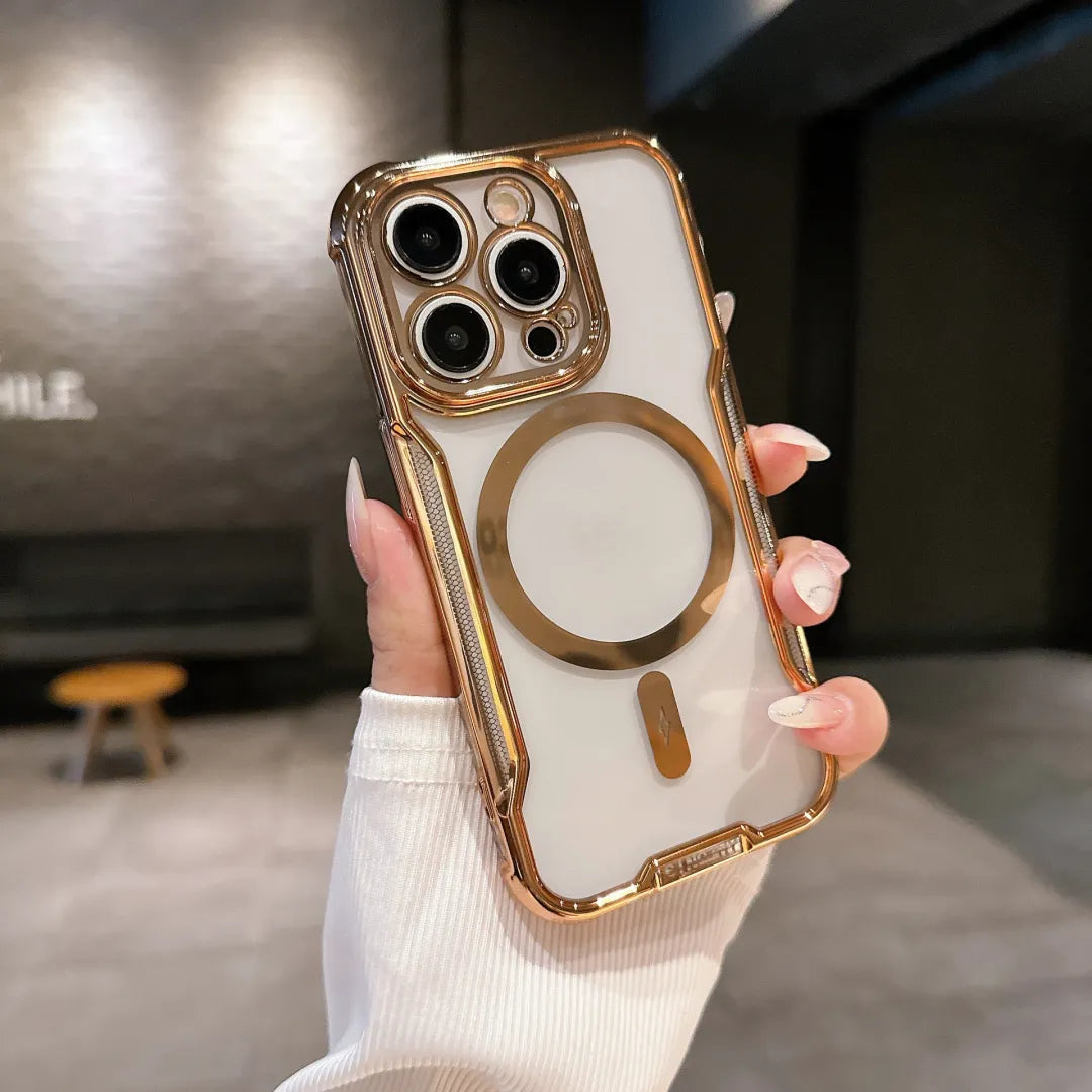 Shiny Glass Looking Border With Magnetic Protective Cases For iPhone