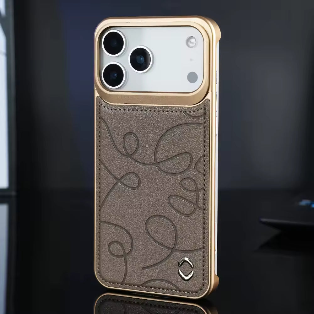 Pattern Leather Metal Case For iPhone