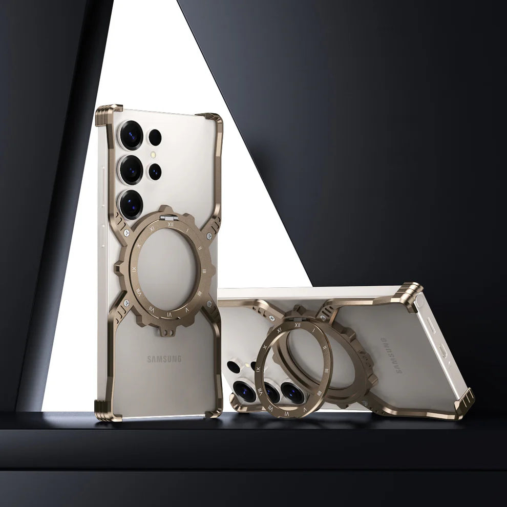 King X Mechanical Gear With Pivot Ring Stand Case For Samsung
