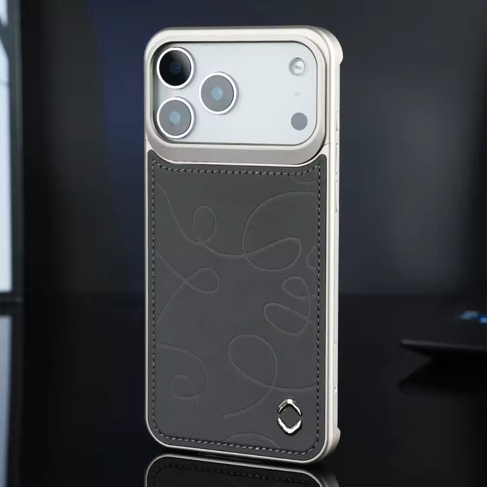 Pattern Leather Metal Case For iPhone
