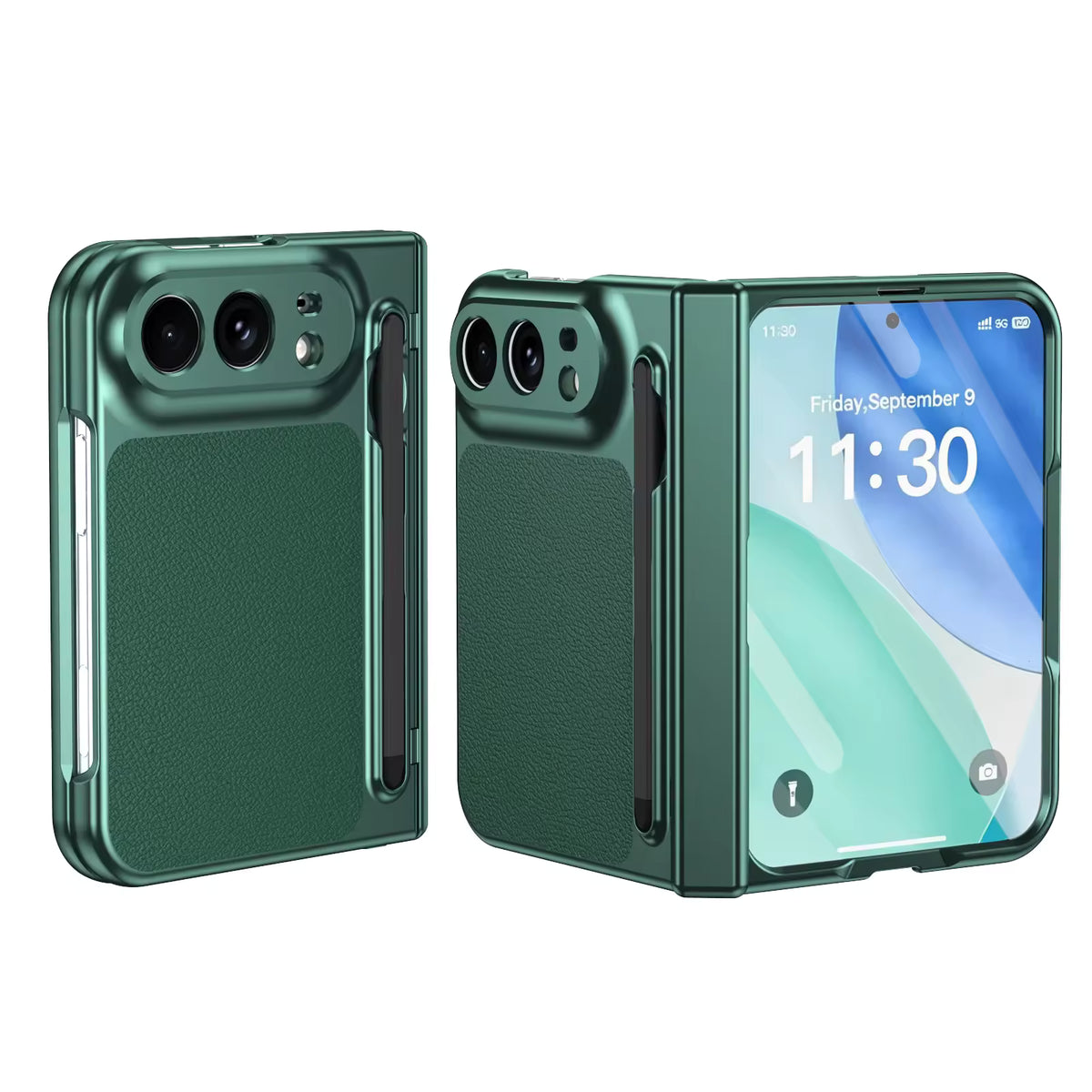 PenSlot LeatherTexture Hinge Protection Case For iPhone Duo