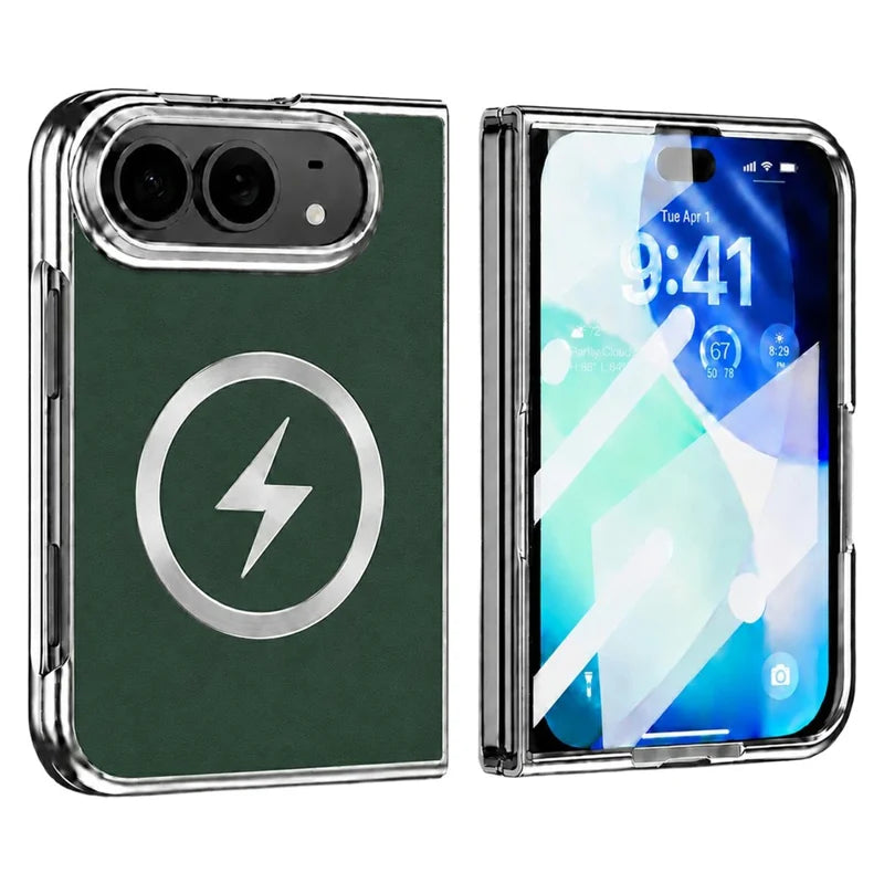 Magnetic Folio Case With Leather Texture Back for iPhone Duo